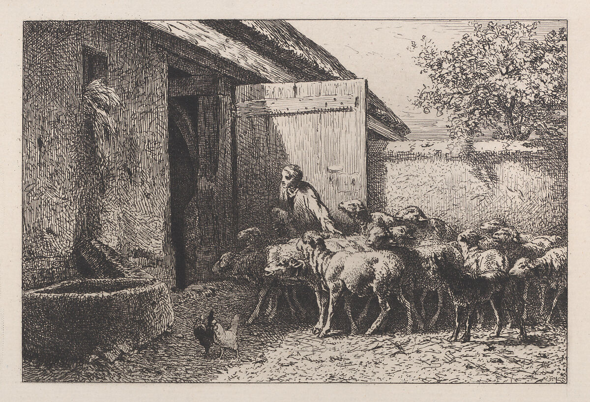 Sheep's Pen, Charles Jacque (French, Paris 1813–1894 Paris), Etching 