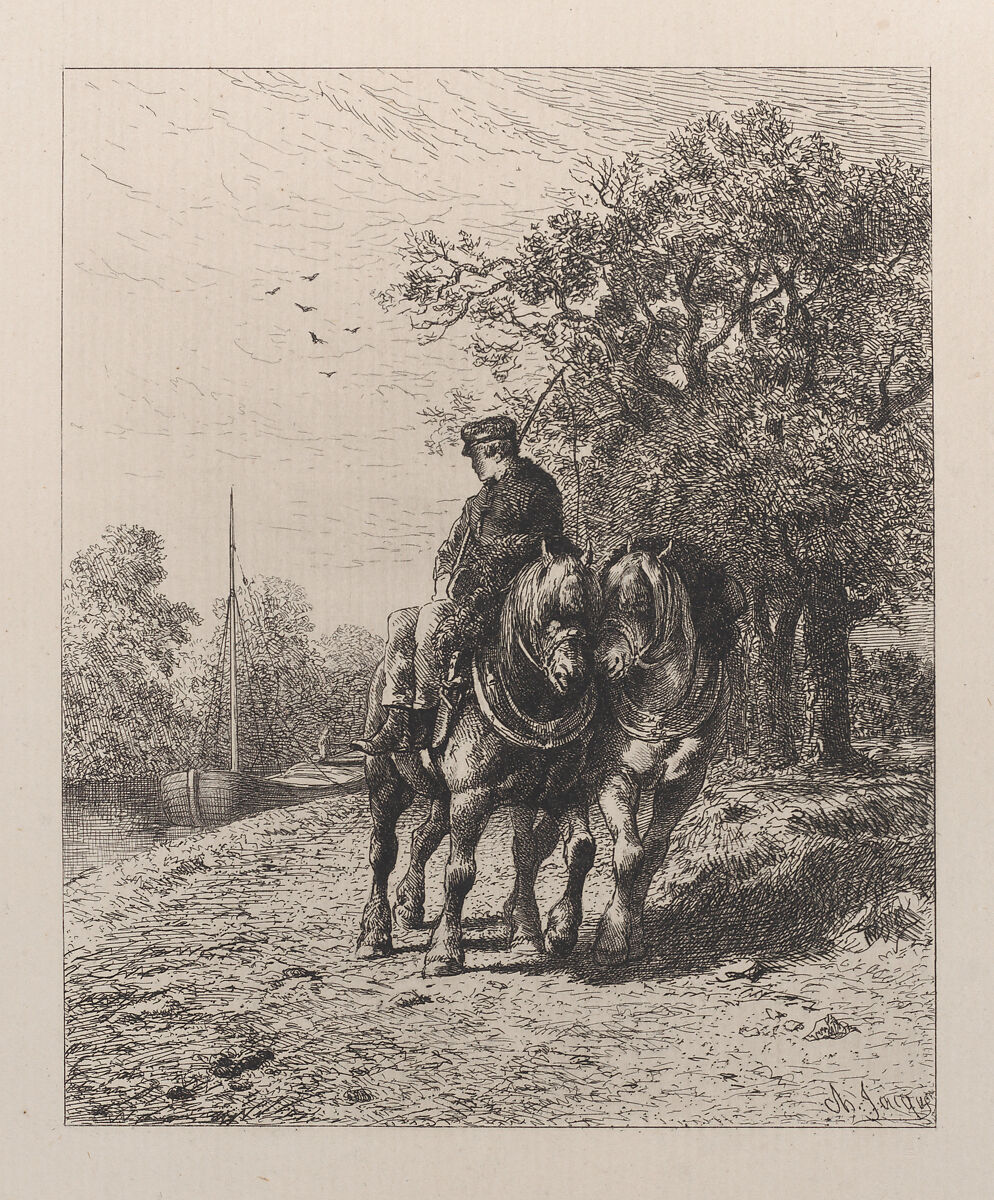Towpath, Charles Jacque (French, Paris 1813–1894 Paris), Etching 