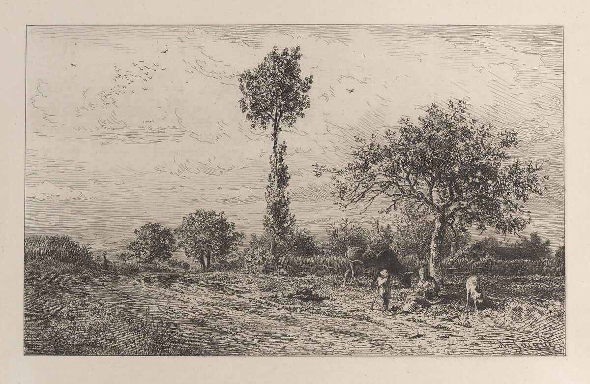 Landscape, Charles Jacque (French, Paris 1813–1894 Paris), Etching 