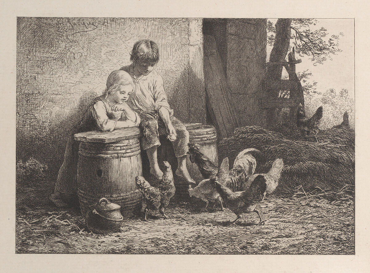 Petits, petits!!, Charles Jacque (French, Paris 1813–1894 Paris), Etching 