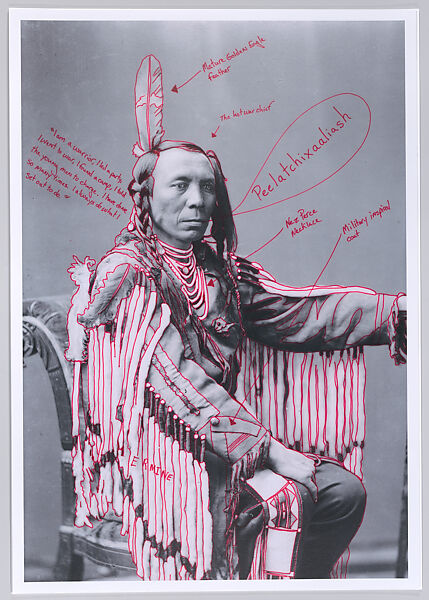 Peelatchixaaliash/Old Crow (Raven) from 1880 Crow Peace Delegation, Wendy Red Star (Apsáalooke/Crow, born Billings, Montana, 1981), Inkjet print of artist-manipulated digitally reproduced photograph 