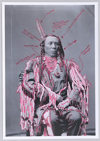 Peelatchixaaliash/Old Crow (Raven) from 1880 Crow Peace Delegation, Wendy Red Star (Apsáalooke/Crow, born Billings, Montana, 1981), Inkjet print of artist-manipulated digitally reproduced photograph 