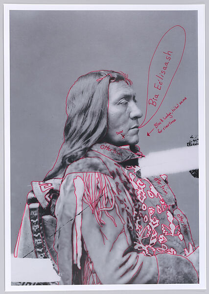 Bia Eélisaash/Large Stomach Woman (Pregnant Woman)/Two Belly from 1880 Crow Peace Delegation, Wendy Red Star (Apsáalooke/Crow, born Billings, Montana, 1981), Inkjet print of artist-manipulated digitally reproduced photograph 