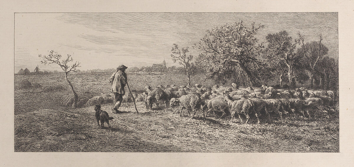 Arrival in the Field, Charles Jacque (French, Paris 1813–1894 Paris), Etching 