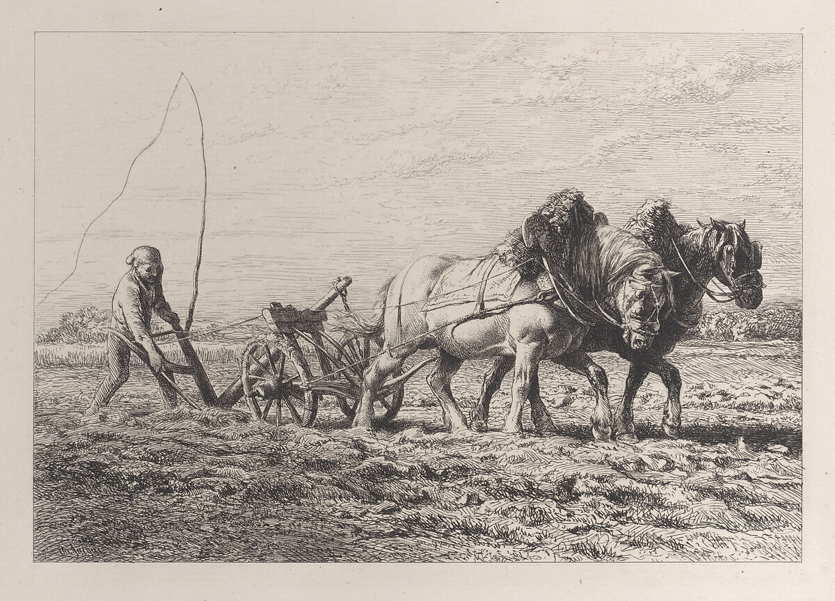 Plowing, Charles Jacque (French, Paris 1813–1894 Paris), Etching 