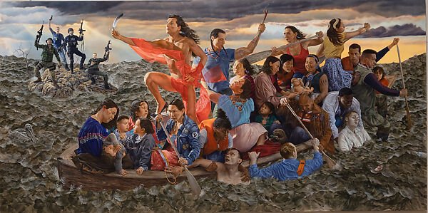 mistikôsiwak (Wooden Boat People): Resurgence of the People, Kent Monkman (First Nations, Cree, born Saint Marys, Ontario 1965), Acrylic on canvas 