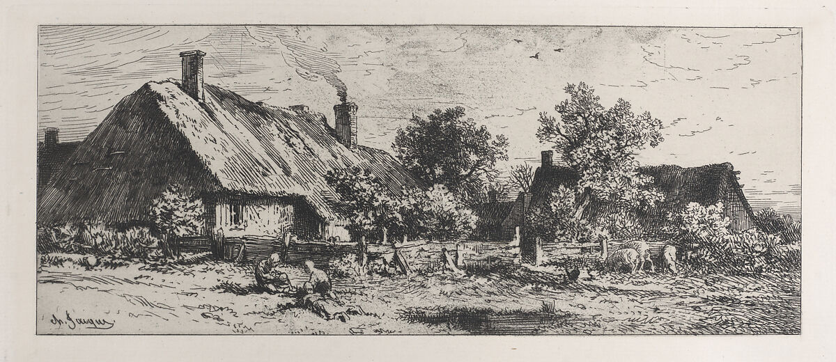 Turkey Keeper, Charles Jacque (French, Paris 1813–1894 Paris), Etching