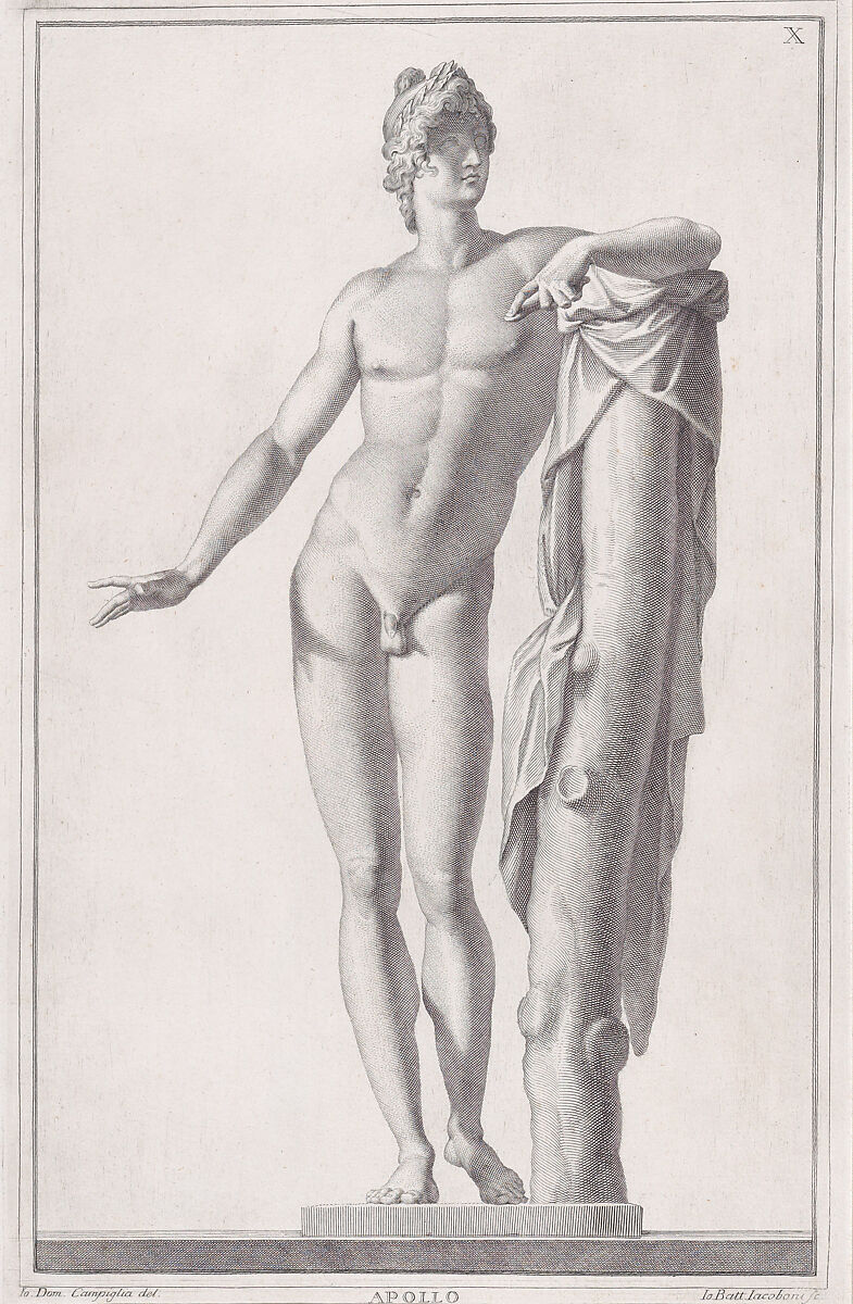 Plate X (10): Apollo, from "Museum Florentinum" (Statuae antiquae dorum et virorum illustrium), Giovanni Battista Jacoboni (Italian, active Florence, ca. 1764), Engraving and etching 