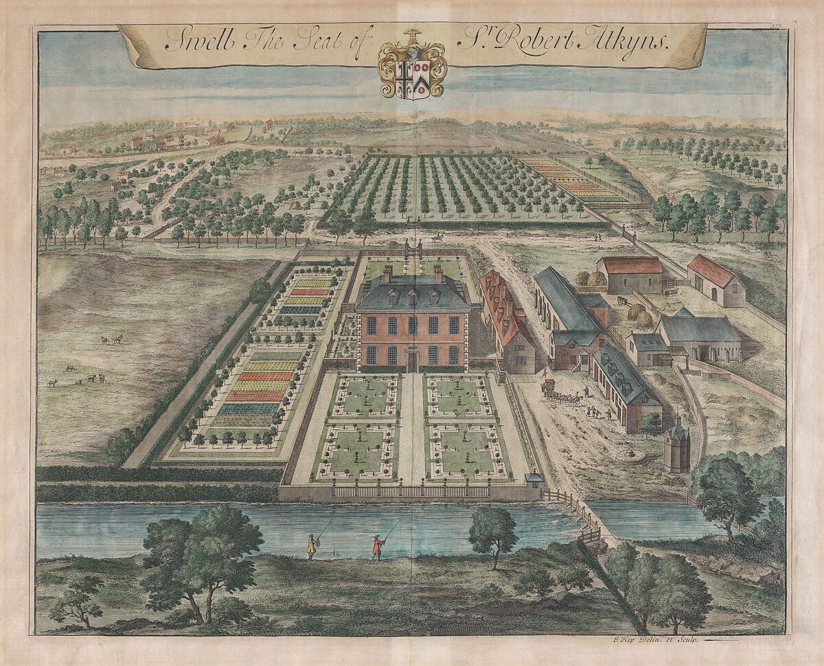 Swell, The Seat of Sir Robert Atkyns, plate 371 from "The Ancient and Present State of Gloucestershire", Johannes Kip (Dutch, Amsterdam before 1653–1721? London), Hand-colored etching and engraving 