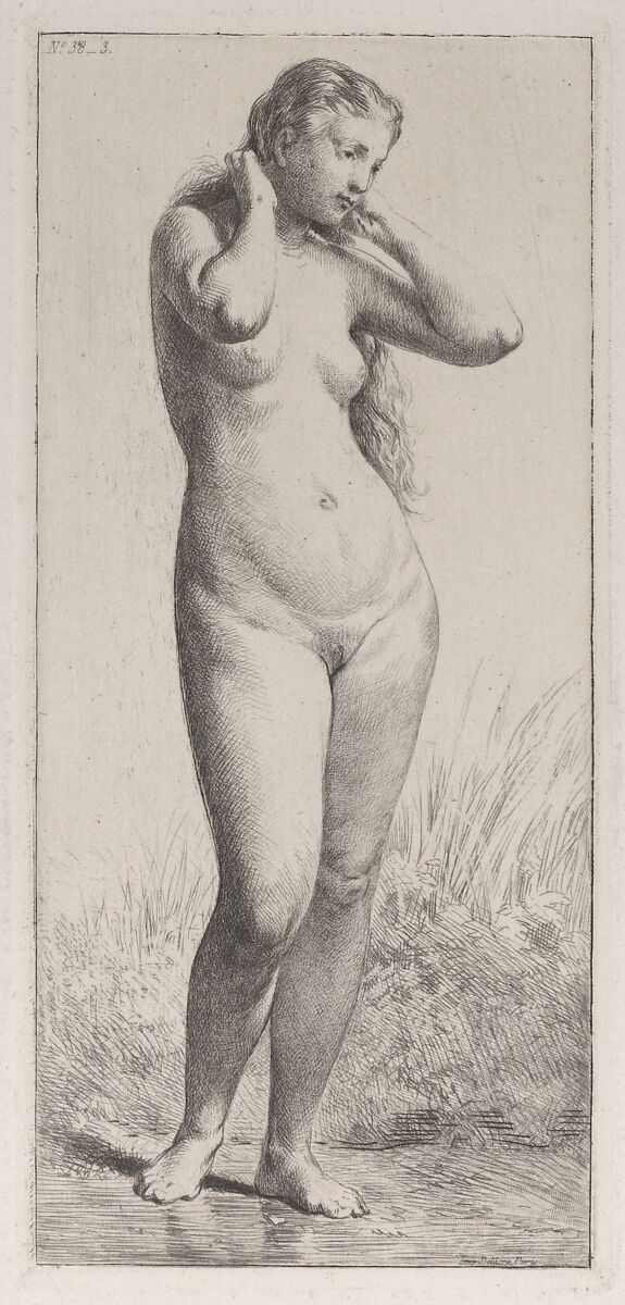The Young Bather, Charles Jacque (French, Paris 1813–1894 Paris), Etching 