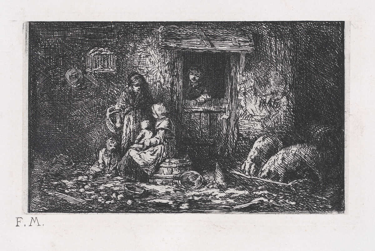 Gate to the Farm, Charles Jacque (French, Paris 1813–1894 Paris), Etching 