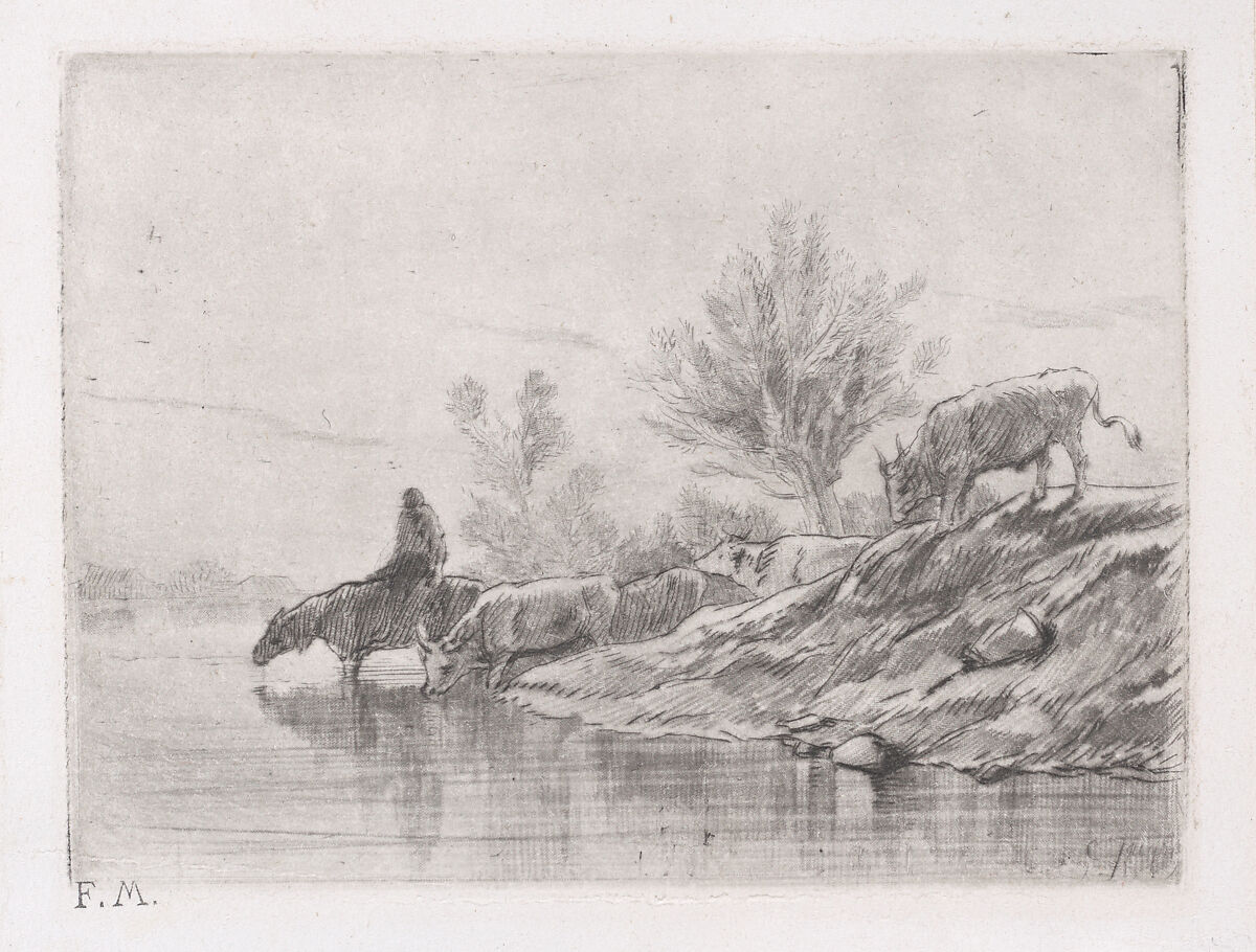 Landscape with Horses, Charles Jacque (French, Paris 1813–1894 Paris), Drypoint 