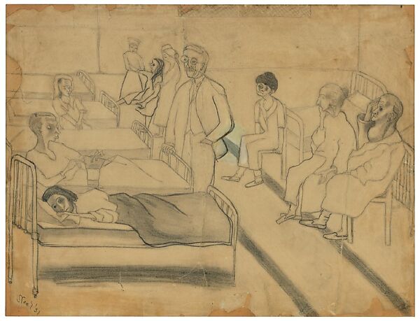Suicidal Ward, Philadelphia General Hospital, Alice Neel (American, Merion Square, Pennsylvania 1900–1984 New York), Graphite on paper 