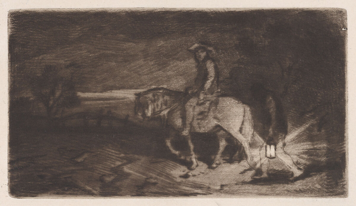 The Cavalier, Charles Jacque (French, Paris 1813–1894 Paris), Drypoint 
