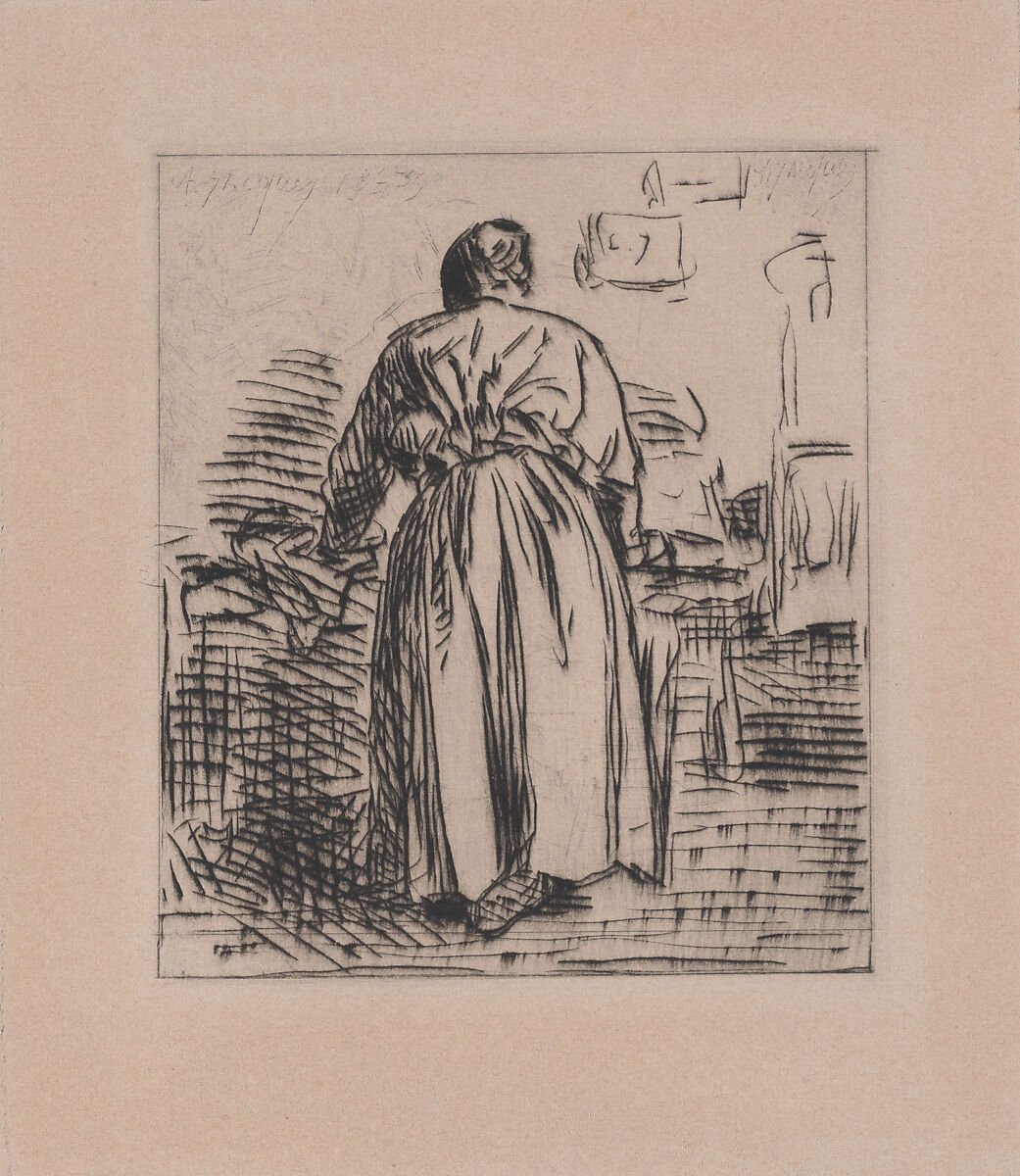 The Ironing Woman, Charles Jacque (French, Paris 1813–1894 Paris), Drypoint 