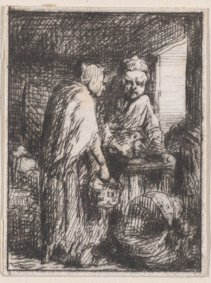Fruit Seller, Charles Jacque (French, Paris 1813–1894 Paris), Drypoint 