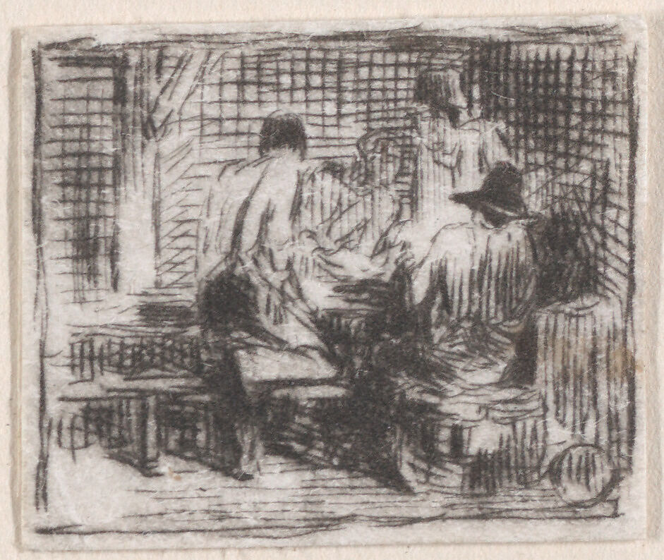 Drinkers, Charles Jacque (French, Paris 1813–1894 Paris), Drypoint 