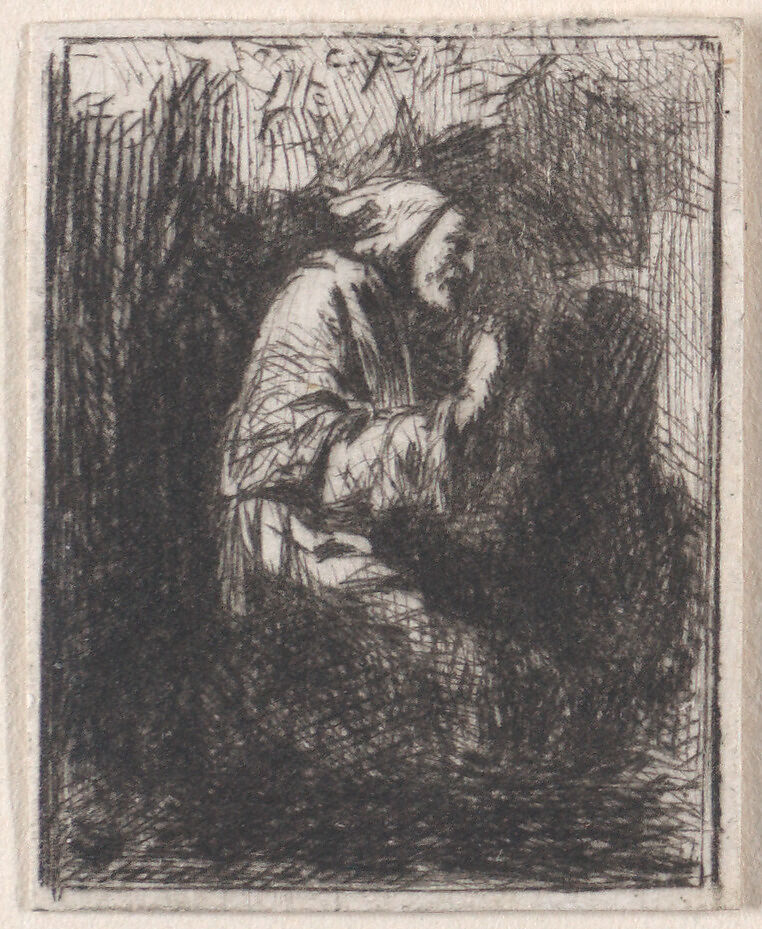 Praying Monk, Charles Jacque (French, Paris 1813–1894 Paris), Drypoint 