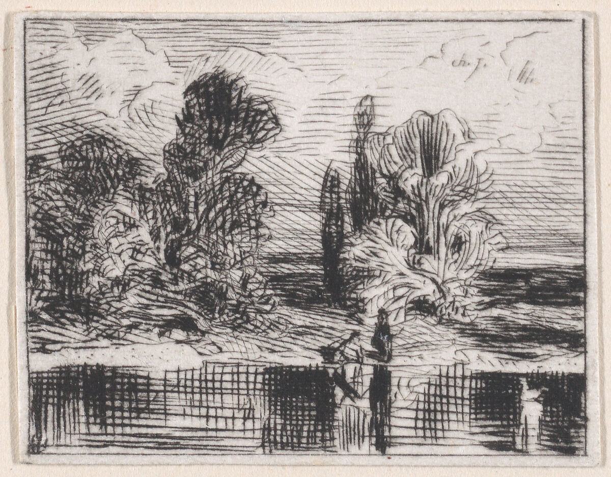 Landscape, Charles Jacque (French, Paris 1813–1894 Paris), Drypoint 