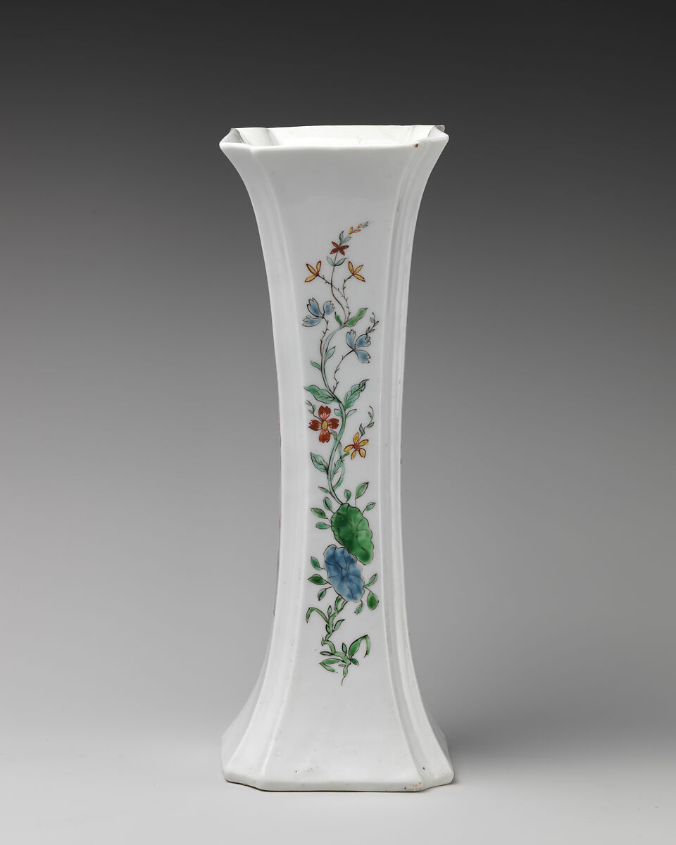 Beaker (part of a garniture), Soft-paste porcelain decorated in polychrome enamels, British, Worcester 