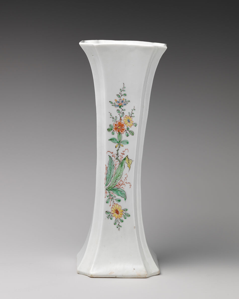 Beaker (part of a garniture), Soft-paste porcelain decorated in polychrome enamels, British, Worcester