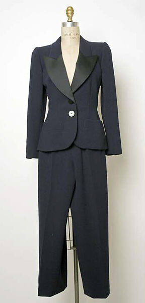Pantsuit, Yves Saint Laurent (French, founded 1961), (a) wool, silk; (b) wool, French 