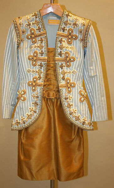 Ensemble, Christian Lacroix (French, born 1951), (a–c) silk; (d, e) silk, leather, French 