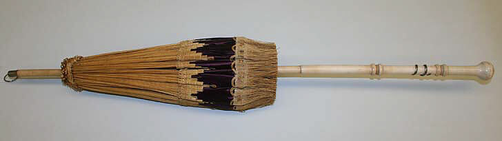 Parasol, straw, silk, American or European