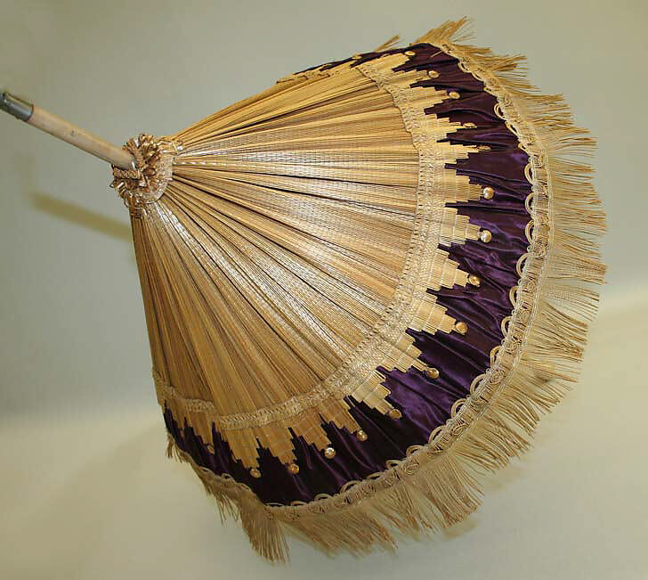 Parasol, straw, silk, American or European 