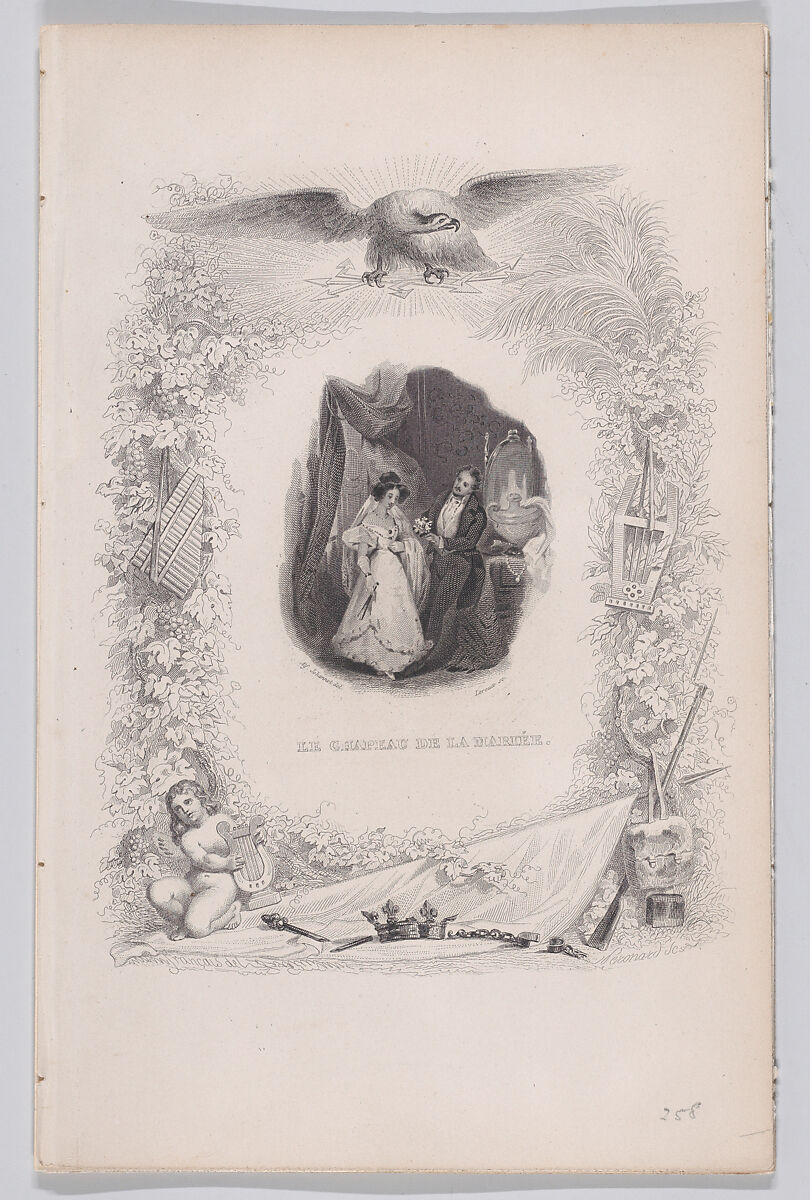 The Hat of the Bride, from "The Complete Works of Béranger", Alfred Johannot (French, Offenbach 1800–1837 Paris), Intaglio 