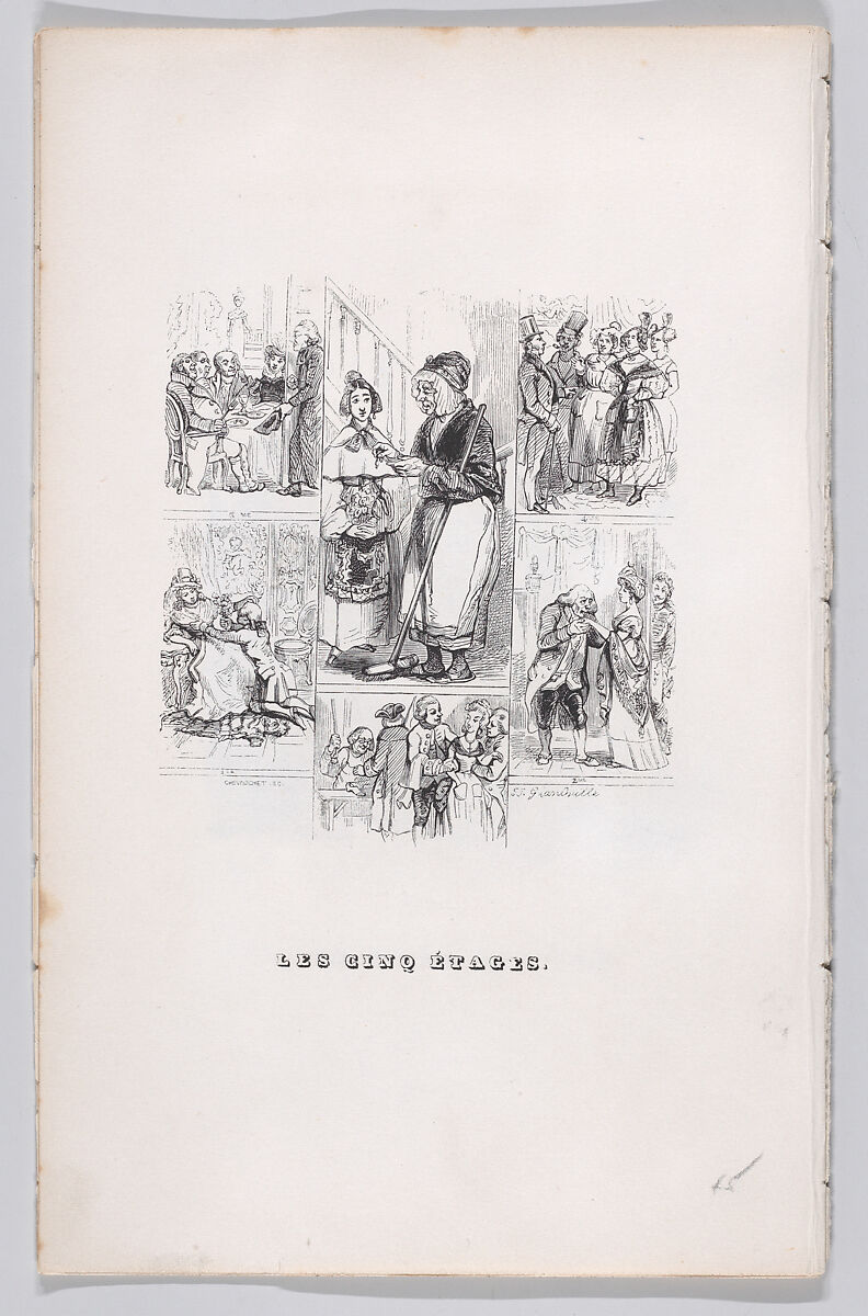 The Five Stages, from "The Complete Works of Béranger", J. J. Grandville (French, Nancy 1803–1847 Vanves), Wood engraving 