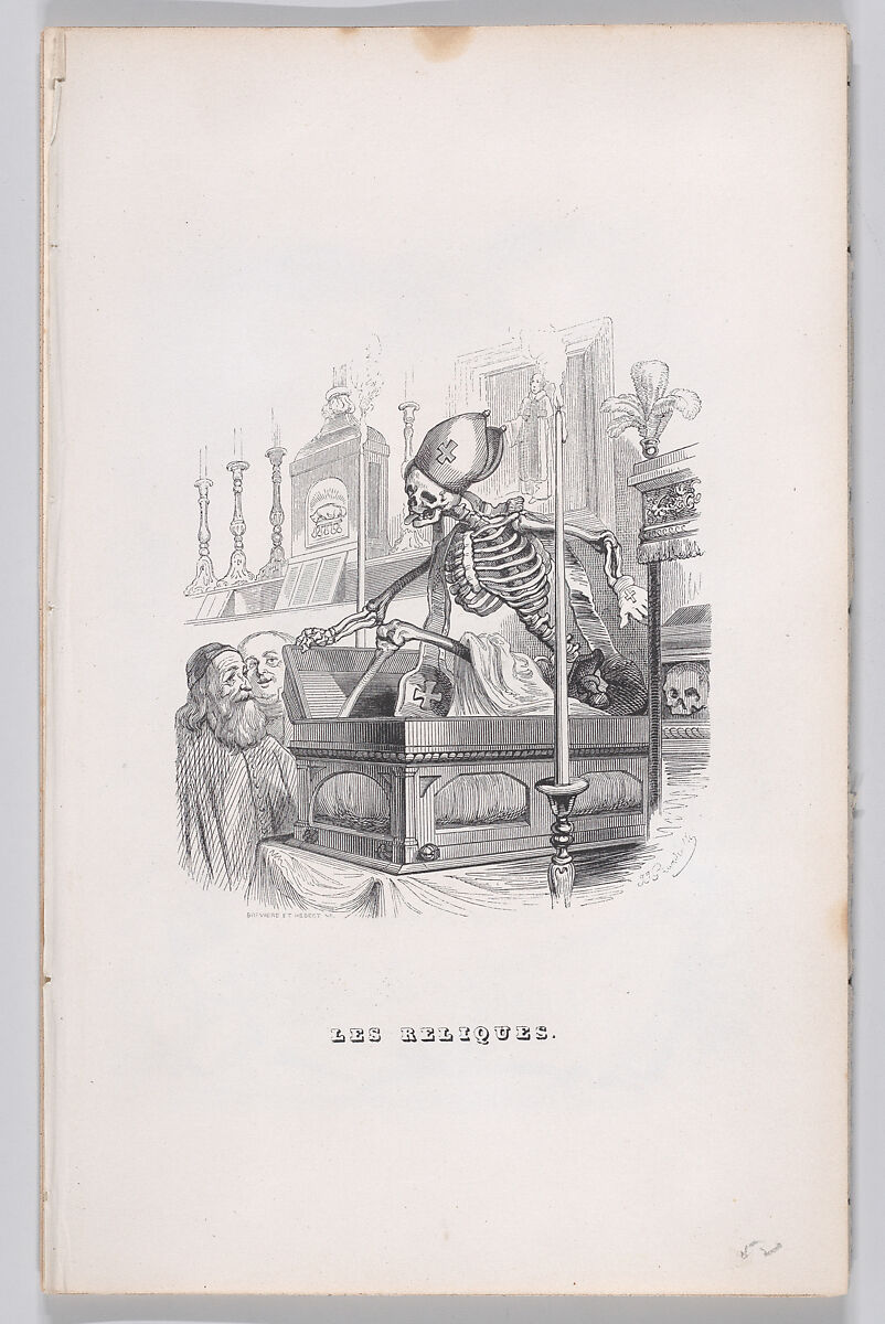 The Relics, from "The Complete Works of Béranger", J. J. Grandville (French, Nancy 1803–1847 Vanves), Wood engraving 