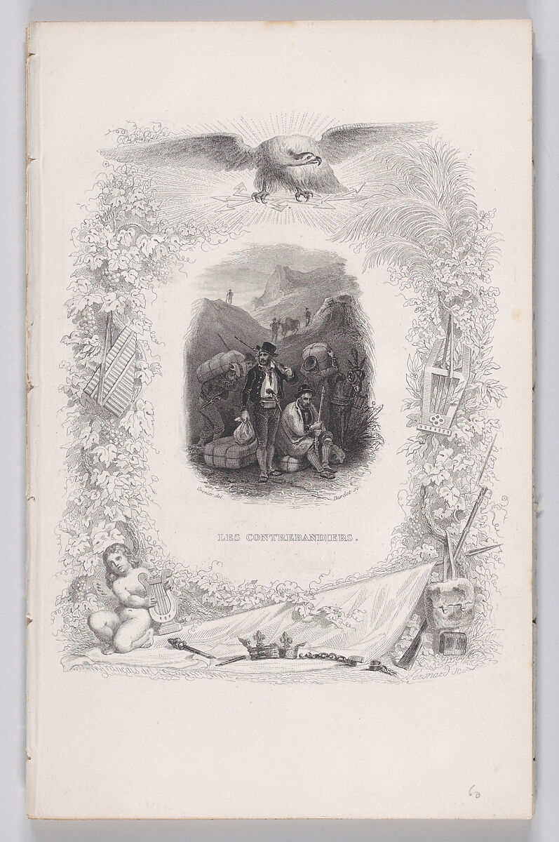 The Smugglers, from "The Songs of Béranger", Augustin Burdet (French, born 1798), Intaglio 