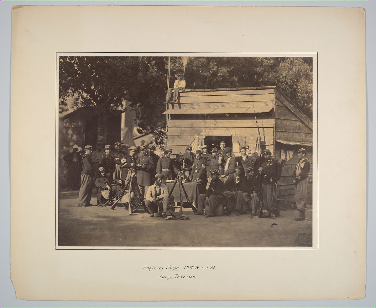 Engineers Corps, 12th New York State Militia, Camp Anderson, Washington, D.C., Mathew B. Brady (American, born Ireland, 1823?–1896 New York), Albumen silver print from glass negative 