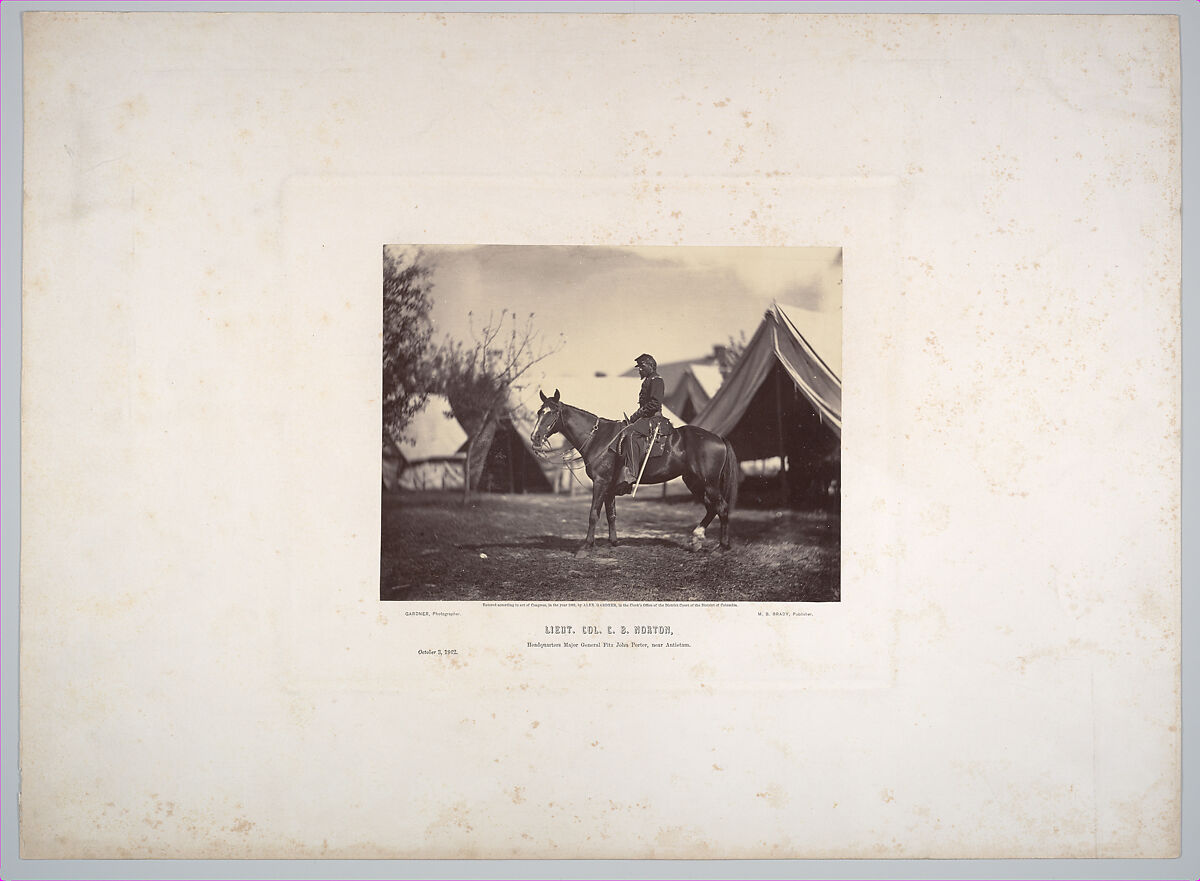 Lieutenant Colonel Charles B. Norton. Headquarters of Major General Fitz John Porter, near Antietam, Maryland, Alexander Gardner (American, Glasgow, Scotland 1821–1882 Washington, D.C.), Albumen silver print from glass negative 