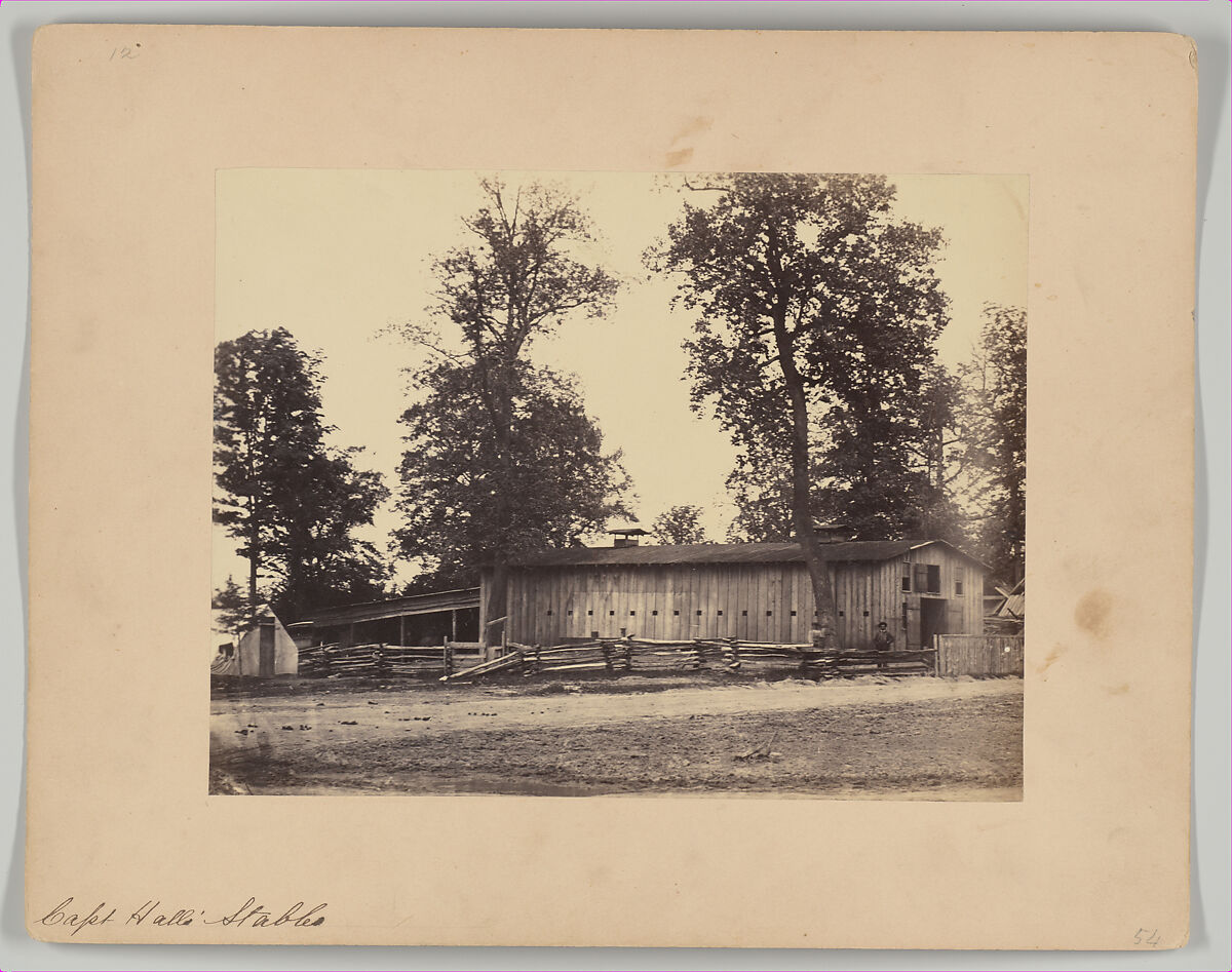 Capt. Hall’s Stables, Camp Nelson, Kentucky, Possibly G. W. Foster (American, active 1860s), Albumen silver print from glass negative 