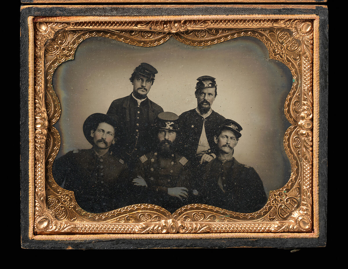 [Five Union Civil War Soldiers in Studio], Unknown, Tintype