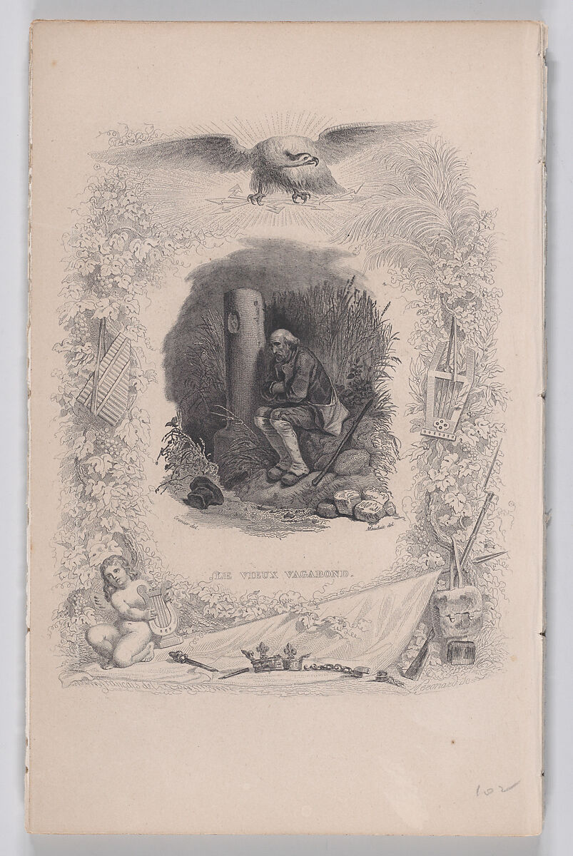 The Old Vagabond, from "The Songs of Béranger", François-Louis Français (French, Plombières-les-Bains 1814–1897 Plombières-les-Bains), Intaglio 