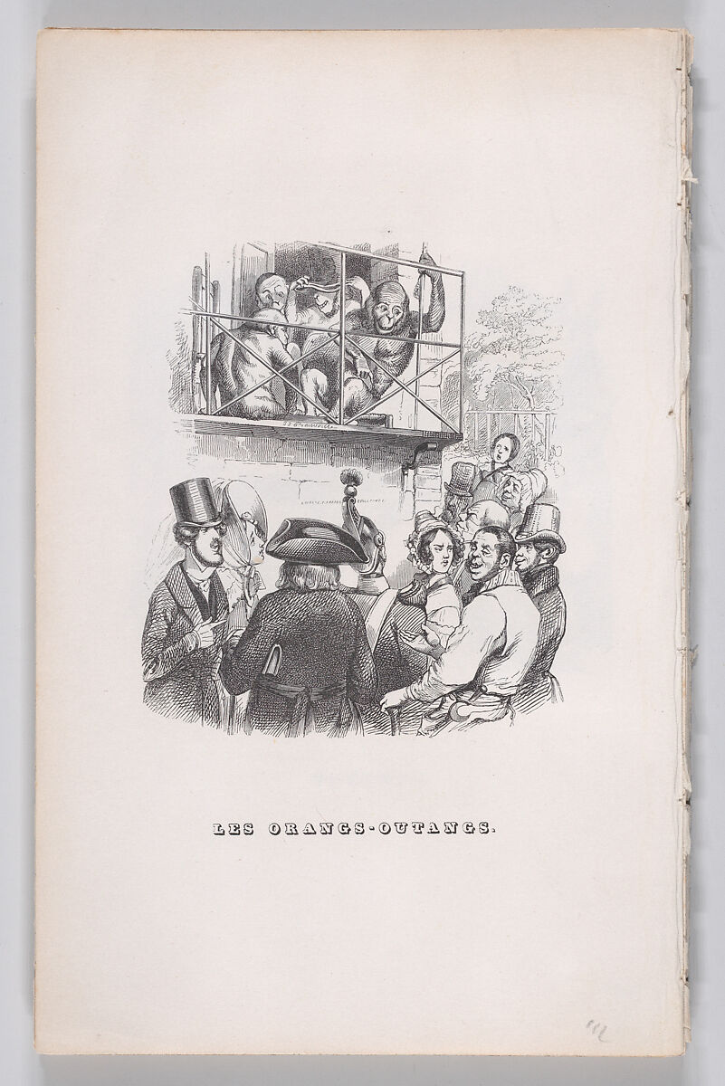 Orangutans, from "The Complete Works of Béranger", J. J. Grandville (French, Nancy 1803–1847 Vanves), Wood engraving 