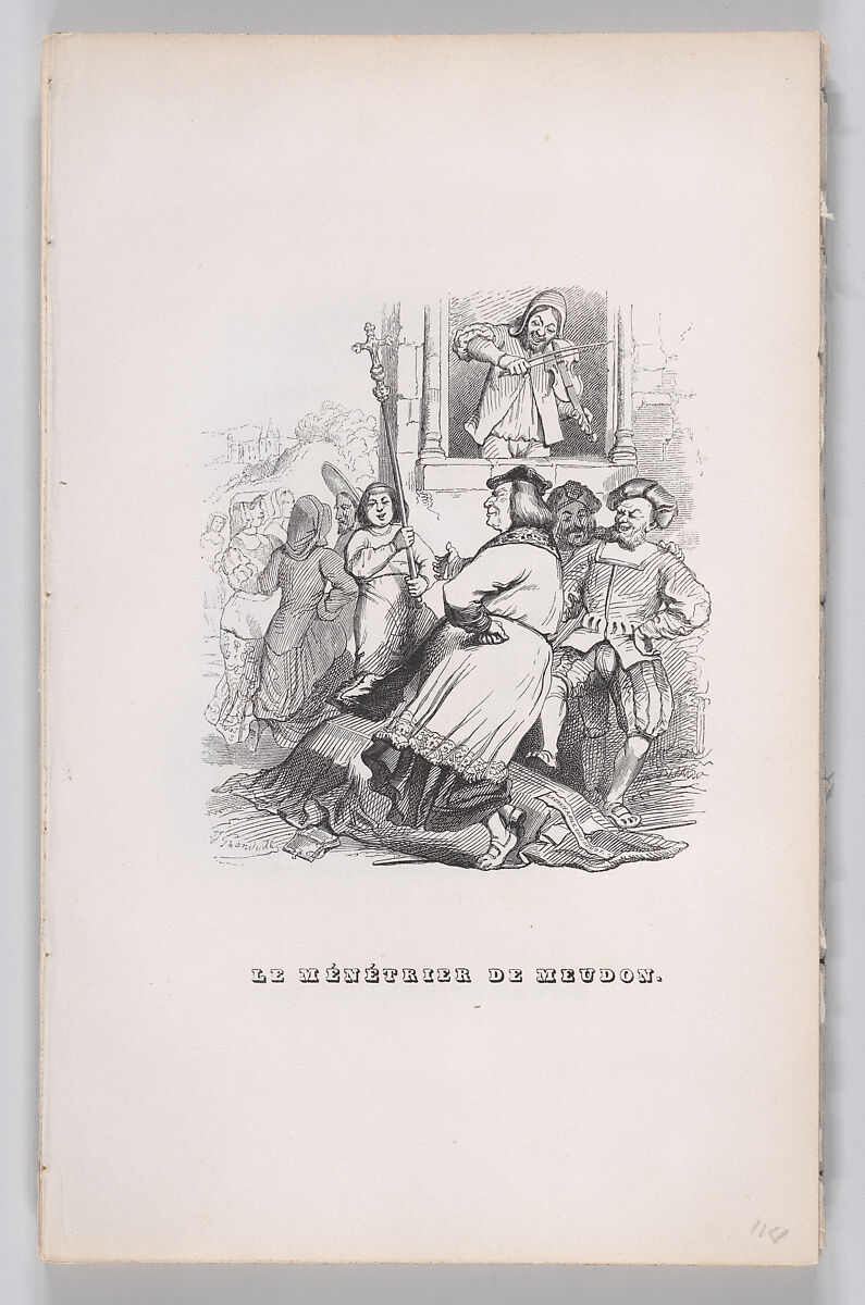 The Fiddler of Meudon, from "The Complete Works of Béranger", J. J. Grandville (French, Nancy 1803–1847 Vanves), Wood engraving 