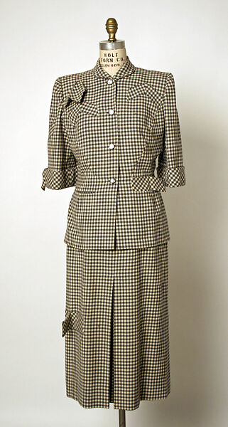 Suit, Gilbert Adrian (American, Naugatuck, Connecticut 1903–1959 Hollywood, California), wool, pearl, American 