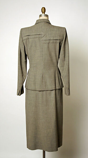 Suit, Gilbert Adrian (American, Naugatuck, Connecticut 1903–1959 Hollywood, California), wool, bone, American