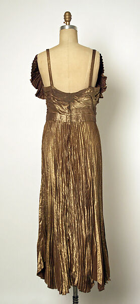 Evening dress, Gilbert Adrian (American, Naugatuck, Connecticut 1903–1959 Hollywood, California), metallic thread, silk., American