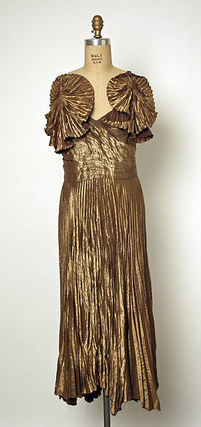 Evening dress, Gilbert Adrian (American, Naugatuck, Connecticut 1903–1959 Hollywood, California), metallic thread, silk., American