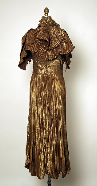 Evening dress, Gilbert Adrian (American, Naugatuck, Connecticut 1903–1959 Hollywood, California), metallic thread, silk., American