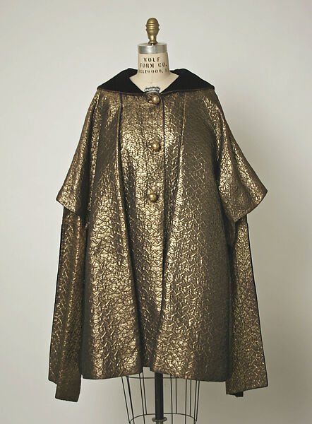 Evening coat, Gilbert Adrian (American, Naugatuck, Connecticut 1903–1959 Hollywood, California), metallic thread, silk, American 