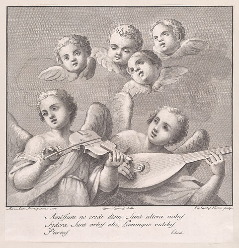Angels with a violin and lute