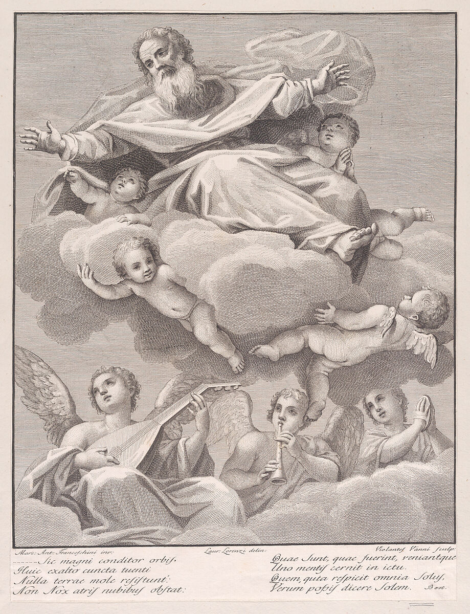 God with musical angels and cherubim, Violante Vanni (Italian, 1732–1776), Etching and engraving 