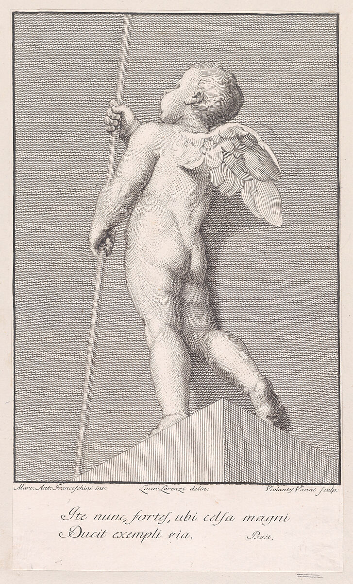 Amorino holding a pole, Violante Vanni (Italian, 1732–1776), Etching and engraving 