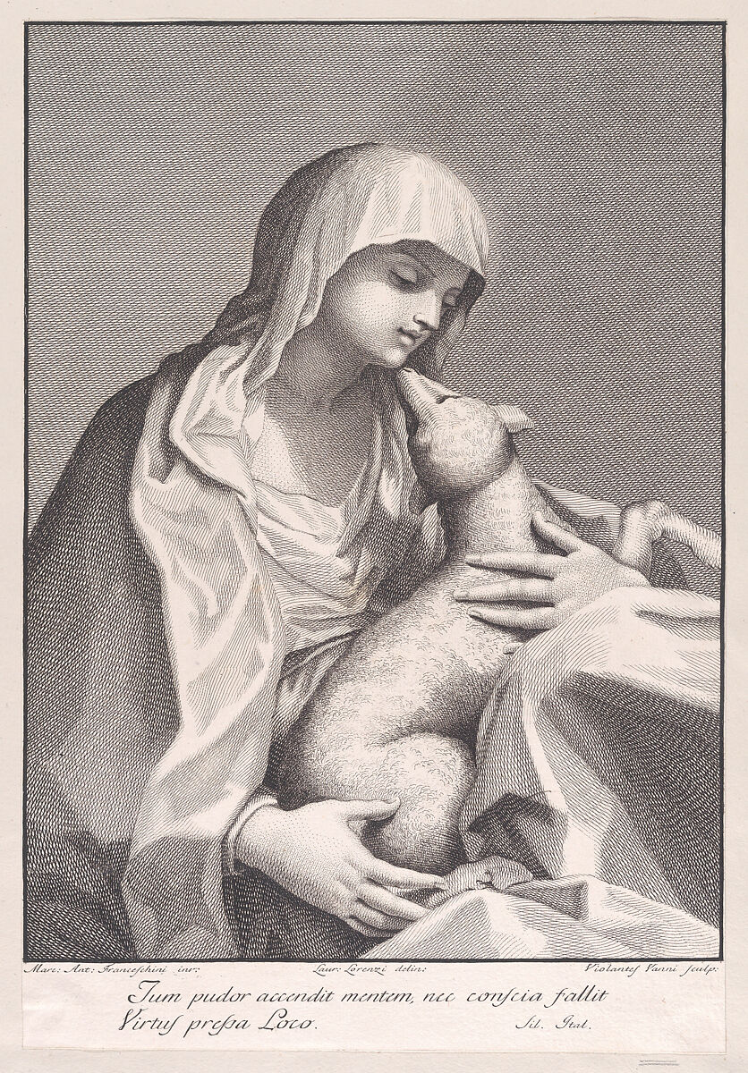 Saint Agnes with a lamb, Violante Vanni (Italian, 1732–1776), Etching and engraving 